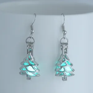 Silberne Weihnachtsbaum leuchtende Kugel Ohrringe Nachtleuchten Ohrhänger Schmuck Accessoire