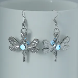 Leuchtende Libelle Ohrhänger in Silber, modischer Schmuck niedliche Insekt Ohrringe für Frauen.