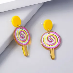 Colorful acrylic lollipop drop earrings fashion cute candy style jewelry women accessories