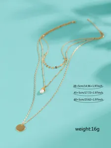 Collana multistrato dorata con perla e ciondolo a moneta da donna gioielli di moda