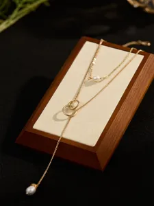 Moda semplice stile spiaggia estiva multistrato perla d'acqua dolce collana oro donna