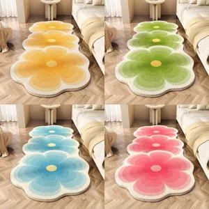 Fresco Patrón Floral Degradado Tacto Cachemira Alfombra Antideslizante Resistente a la Suciedad Felpudo para Sala de Estar Dormitorio Cabecera Decoración del Hogar