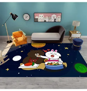 Tapis de dessin animé pour enfants chambre thème espace tapis de sol doux et antidérapant