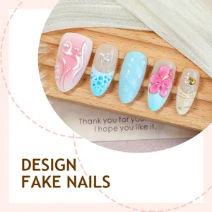 Lente zomer 3d bloemen neppe nagels korte amandel vorm kunstnagels set voor dames 30 stuks