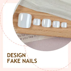 Effen kleur korte neppe teennagels glanzende afwerking nep teennagel set 24 stuks