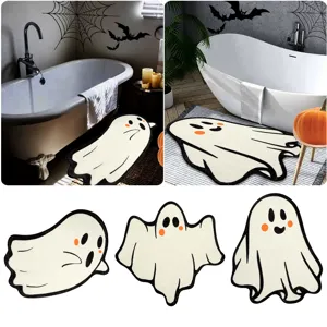 Halloween Lindo Fantasma Calabaza Estampado Poliéster Alfombrilla Antideslizante Baño Sala Decoración Alfombra