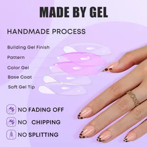 Short almond press-on nails with stylish leopard print design, handmade gel finish false nails.