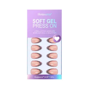 Short almond press-on nails detail view, featuring trendy french leopard print style.