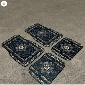 Vintage Nordic style 4-piece car floor mat set with elegant vintage floral pattern.