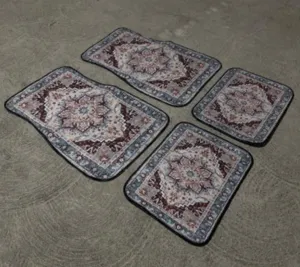 Vintage Persian style car floor mats 4 piece set non slip durable interior protective cover