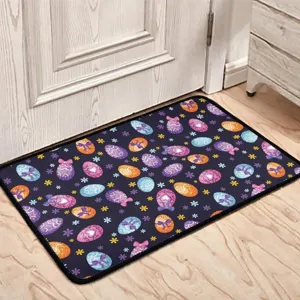 Easter eggs pattern doormat for home entry, non-slip floor mat for hallway decoration.