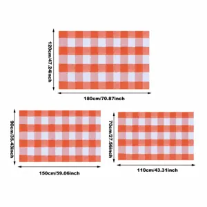 Orange white checkered door mat size guide, multi-size home floor rug for entryway.