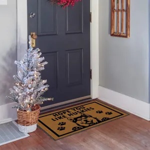 Husky doormat with cute pet puppy print and greeting text for home entrance decor