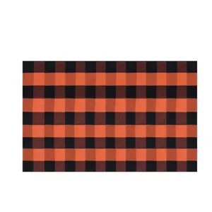Red and black buffalo check door mat, classic plaid floor mat for home entrance use.