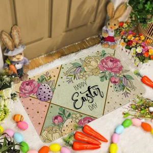 Easter bunny doormat front door non-slip decorative mat thick skin-friendly rug porch decor