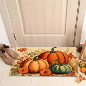 Autumn pumpkin doormat for entry porch thanksgiving harvest home decor non-slip floor mat