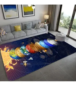 Large 3D universe starry sky planet decorative area rug for living room and bedroom decor.