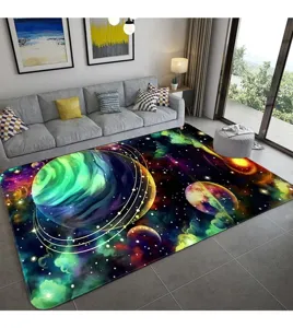 3D galaxy planet area rug, cosmic space universe carpet for living room bedroom decor.