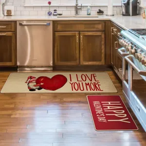 Valentijnsdag keukenmat set, antislip vuilafstotende vloermat voor thuis entree decoratie.