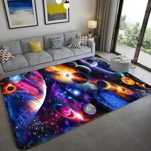 Modern 3D space universe area rug for living room bedroom vibrant star galaxy mat