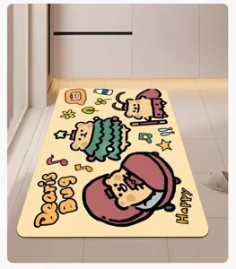 Cute cartoon bear diatomaceous earth floor mat, super absorbent non-slip bath mat for home.