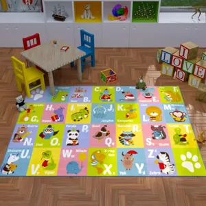 Kids alphabet learning rug colorful educational floor mat for children playroom bedroom decor