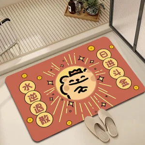 Cartoon cute bear diatom mud doormat absorbent non-slip floor mat for bathroom hallway