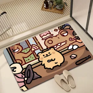 Cute cartoon bear silicone mud bath mat, absorbent anti-slip floor mat for bathroom shower room.