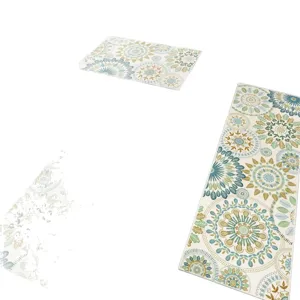 Kitchen floral printed anti-slip mat set, absorbent household runner and floor rug.