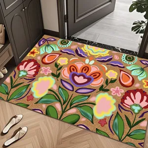Paillasson style américain en fibre de coco pour entrée, tapis antidérapant et facile à nettoyer.