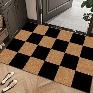Paillasson à carreaux de style américain, tapis d'entrée résistant pour le couloir.