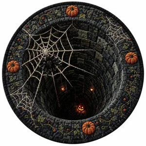Halloween 3D optical illusion circular floor mat, crystal velvet anti-slip home rug decor.