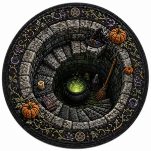 3D visual Halloween witch round rug crystal velvet non-slip floor mat holiday home decor