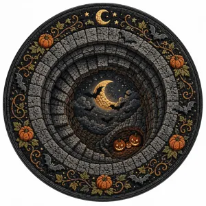 Halloween 3D Visual Round Floor Mat American Style Home Decor Crystal Velvet Circular Rug Mat
