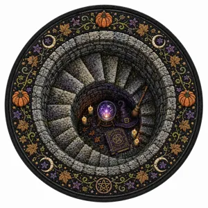 3D Optical Illusion Crystal Velvet Round Rug Halloween Witchcraft Festival Decorative Floor Mat