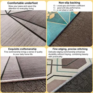 Amerikaanse stijl 3D geometrische kristal fluwelen vloermat met antislip achterkant en rand.