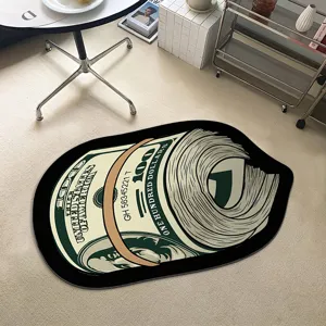 Tapis de sol motif de billet de dollar style dessin anime pour salon chambre deco.