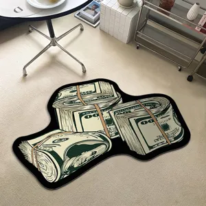Tapis de sol motif billets de dollar, carpette antidérapante élégante pour salon et chambre.