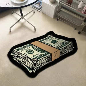 Tapis de sol en forme de liasse de dollars US de dessin animé, antidérapant et résistant.
