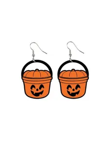 Halloween Pumpkin Bucket Earrings Cute Acrylic Jack-o-Lantern Dangle Jewelry for Party Festival