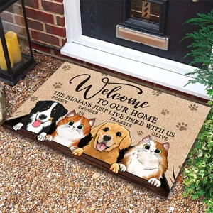 Cute Cartoon Animal Print Door Mat Non-Slip Polyester Floor Mat Home Decor Entryway Welcome Mat Living Room Bedroom Rug