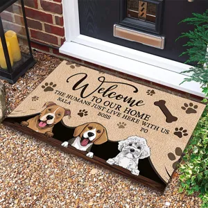 Cute cartoon dog welcome doormat non-slip entrance floor mat for home front door decor