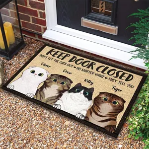 Cute cat doormat non-slip entrance floor mat funny pet theme welcome rug for front door