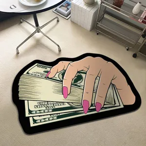 Tapis de sol design dollar de style dessin animé, antidérapant pour salon et chambre.