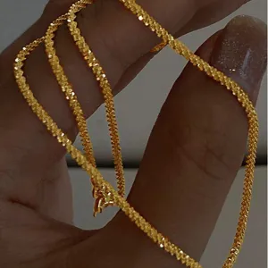 Gold Starlight Shimmering Chain Necklace Hand Display Minimalist Clavicle Chain Design