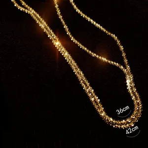 Sparkling starry chain necklace for women, layered copper collarbone chain minimalist design.