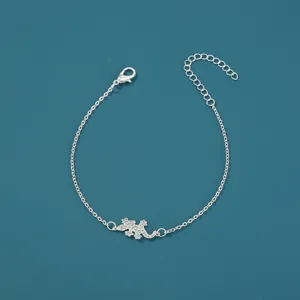 Silberfarbene Eidechsen Anhänger Armband mit verstellbarer Verlängerungskette für Damen