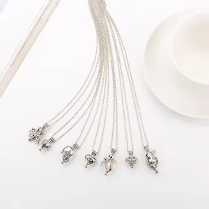 Leuchtende Silber Medaillon Kette Set, kreative Totenkopf Oktopus Anhänger Schmuck Geschenk