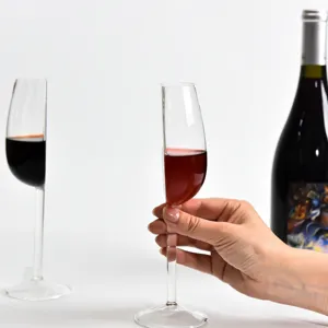 Detailed view of creative half wine glass, unique novelty crystal goblet for party gift