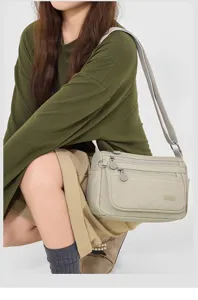 Damen Nylon Canvas Umhängetasche Mehrfachtaschen lässige leichte Reise Schultertasche.